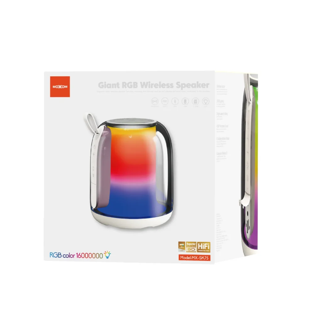 Enceinte Bluetooth Moxom MX-SK75 20W – Design Verre Élégant, Lumières RGB et Son Puissant — image 9