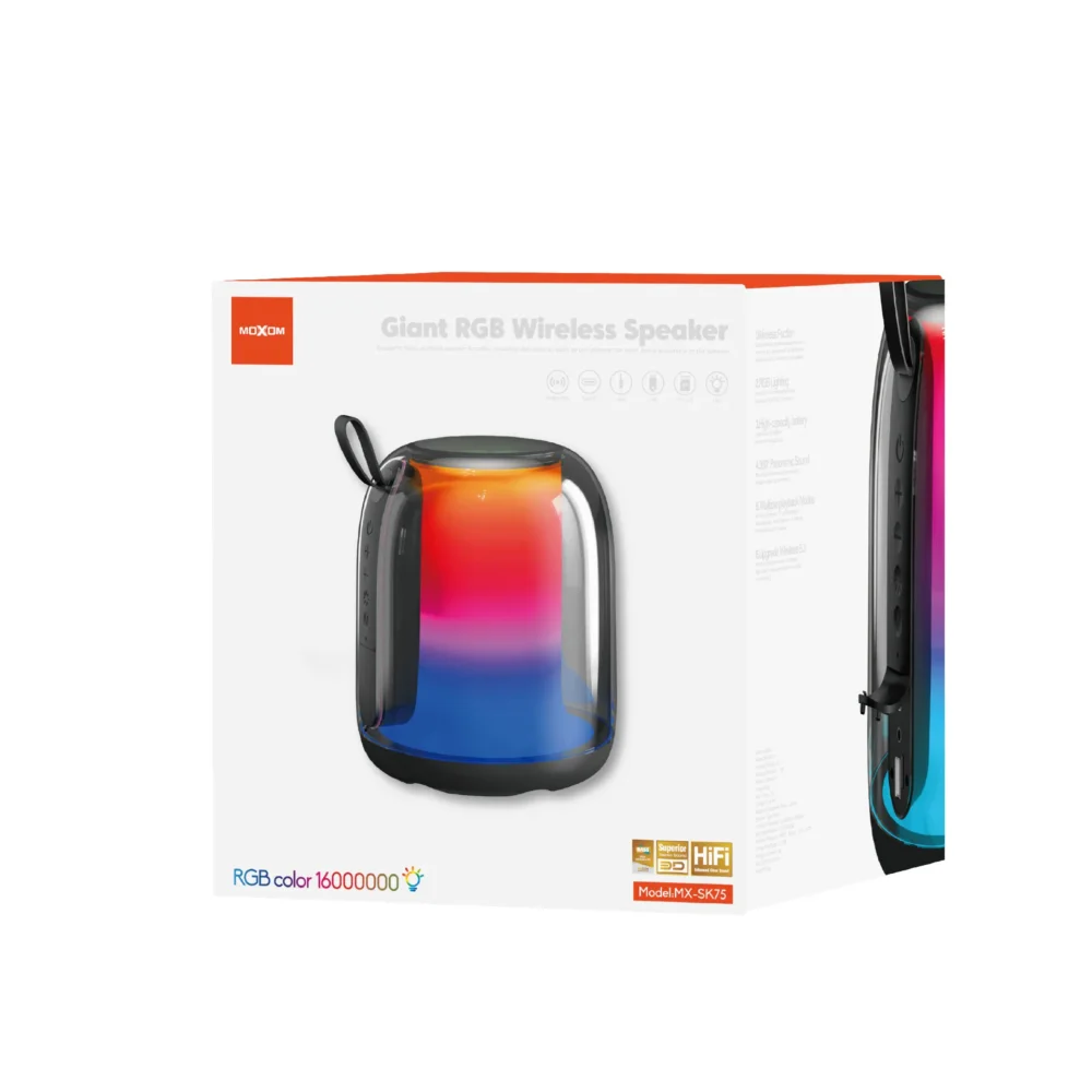 Enceinte Bluetooth Moxom MX-SK75 20W – Design Verre Élégant, Lumières RGB et Son Puissant — image 10