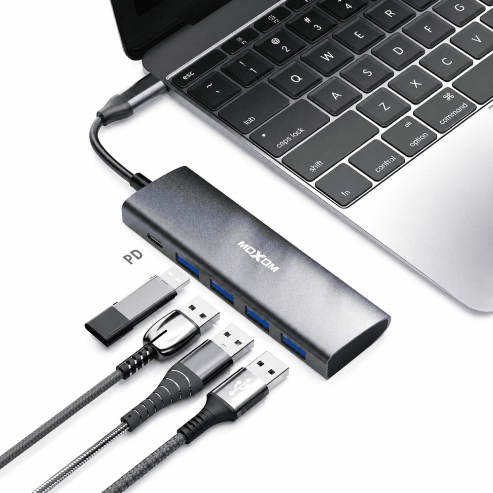 Hub USB Type-C Moxom MX-HB01 Multiports Haute Vitesse 5Gbps avec Charge PD 10W