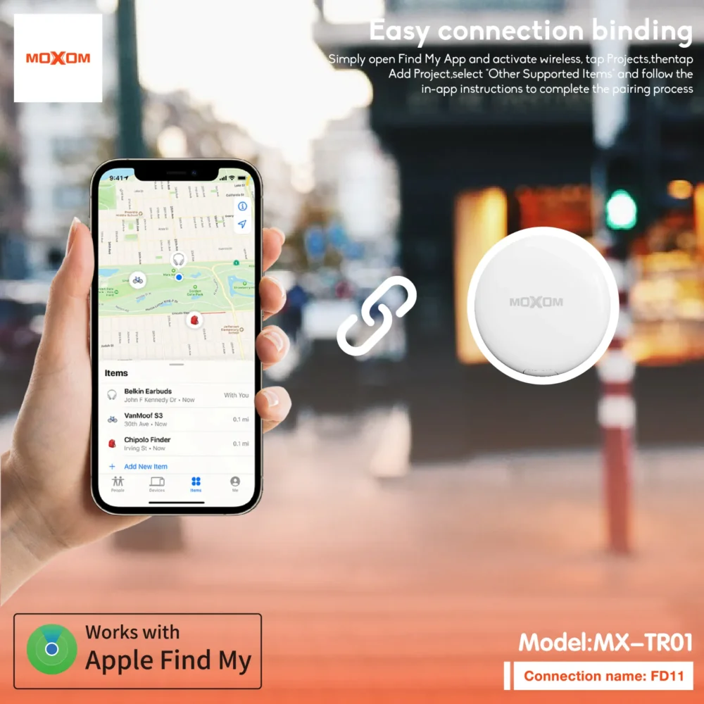 Traceur Bluetooth Moxom MX-TR01 Porte-Clés Compatible Apple Find My, Compact et Portable — image 6