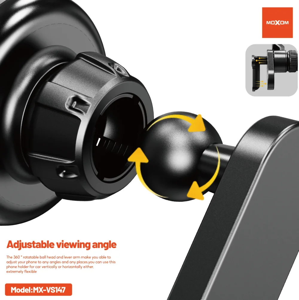 Support Téléphone Voiture Magnétique Moxom MX-VS147 – Fixation Stable, Installation Facile et Design Élégant Noir — image 6