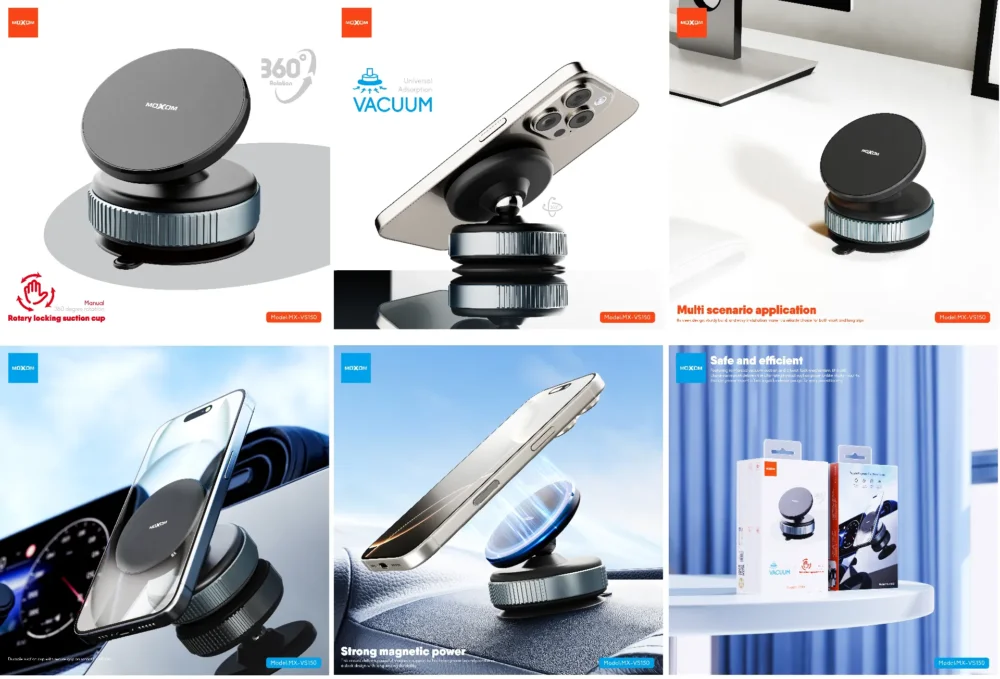 Support Téléphone à Ventouse Moxom MX-VS150 Rotation 360°, Fixation Ultra Stable et Universelle — image 9