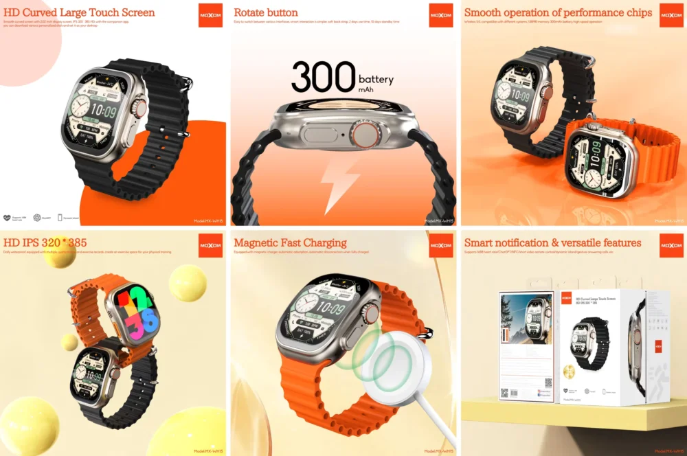 Montre Connectée Moxom MX-WH15 avec Appels Bluetooth – Écran IPS HD 50mm, Suivi Santé & Fitness — image 9