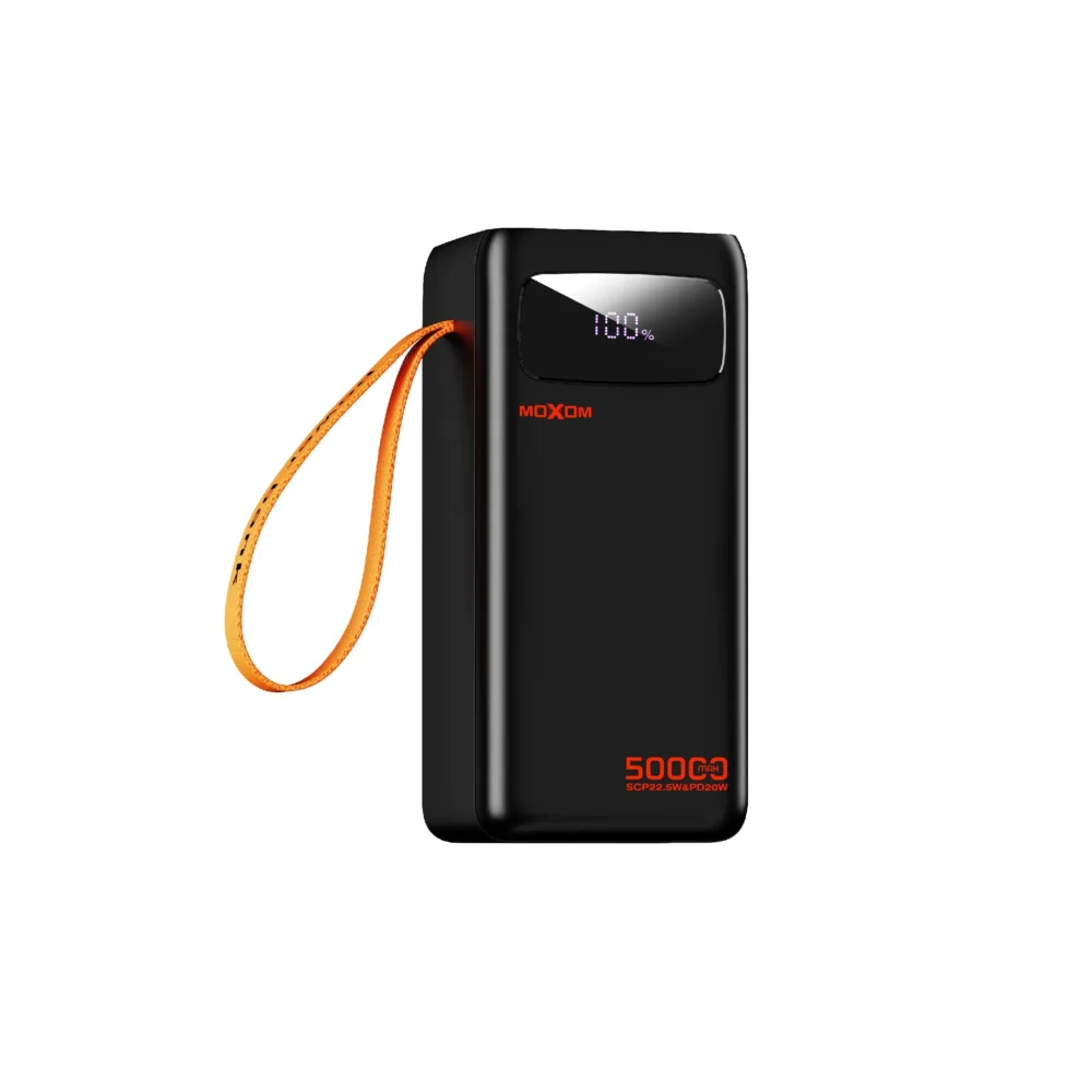 Power Bank Moxom MX-PB171 50000mAh Charge Rapide PD 20W + SCP 22.5W avec Câbles Intégrés et Lampe LED