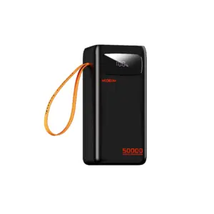 Power Bank Moxom MX-PB171 50000mAh Charge Rapide PD 20W + SCP 22.5W avec Câbles Intégrés et Lampe LED