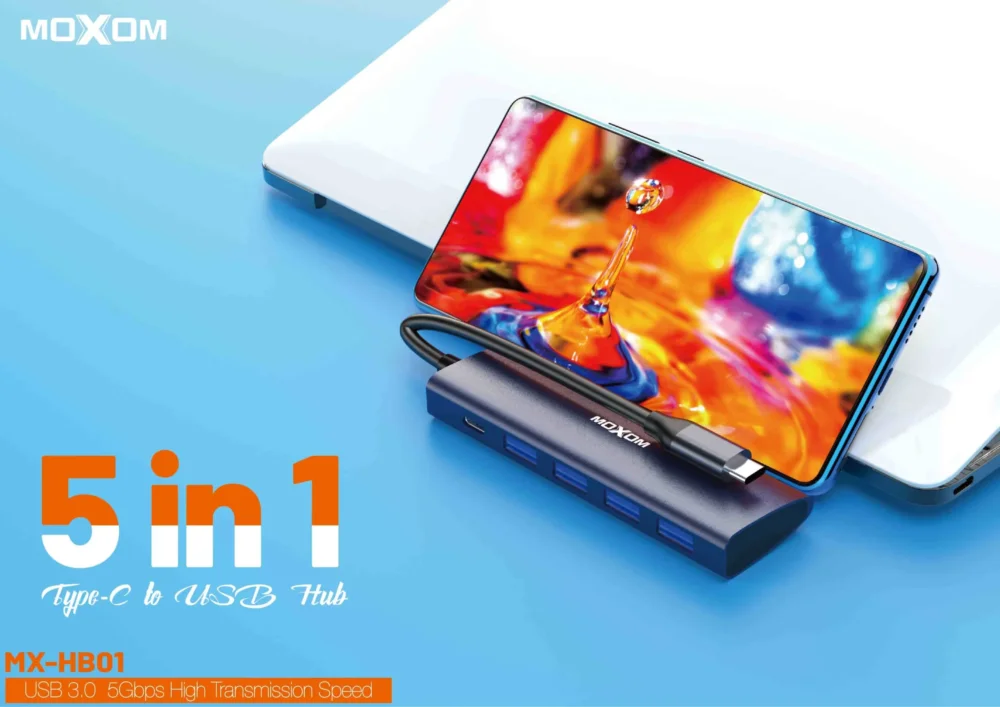 Hub USB Type-C Moxom MX-HB01 Multiports Haute Vitesse 5Gbps avec Charge PD 10W — image 3