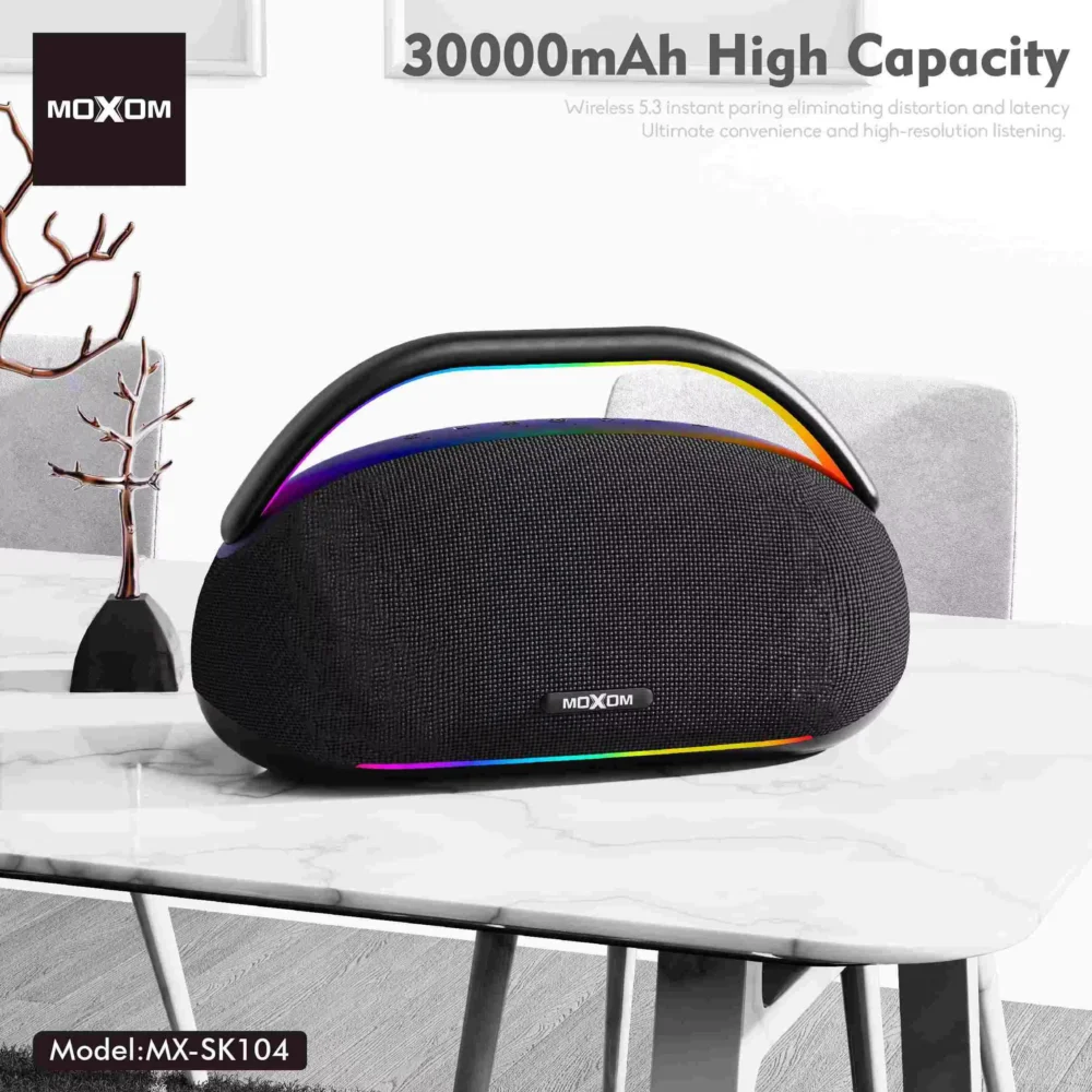 Amplificateur de Son Moxom MX-SK103 150W – Batterie 12000mAh, LED RGB et 2 Micros Sans Fil — image 5