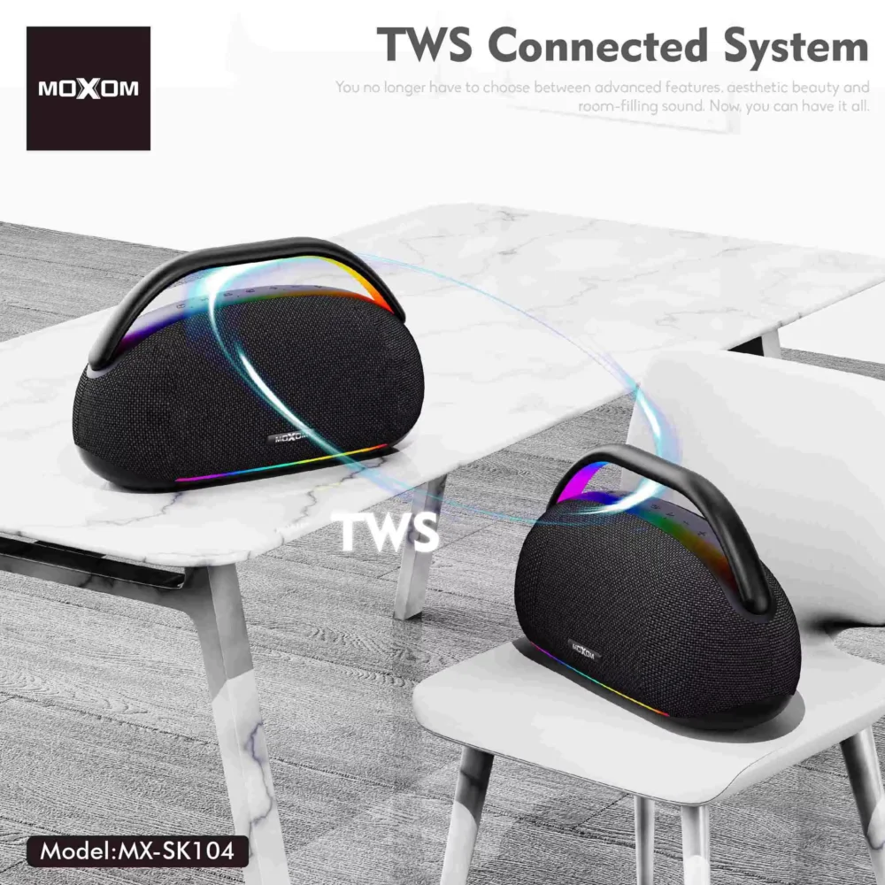 Amplificateur de Son Moxom MX-SK103 150W – Batterie 12000mAh, LED RGB et 2 Micros Sans Fil — image 6