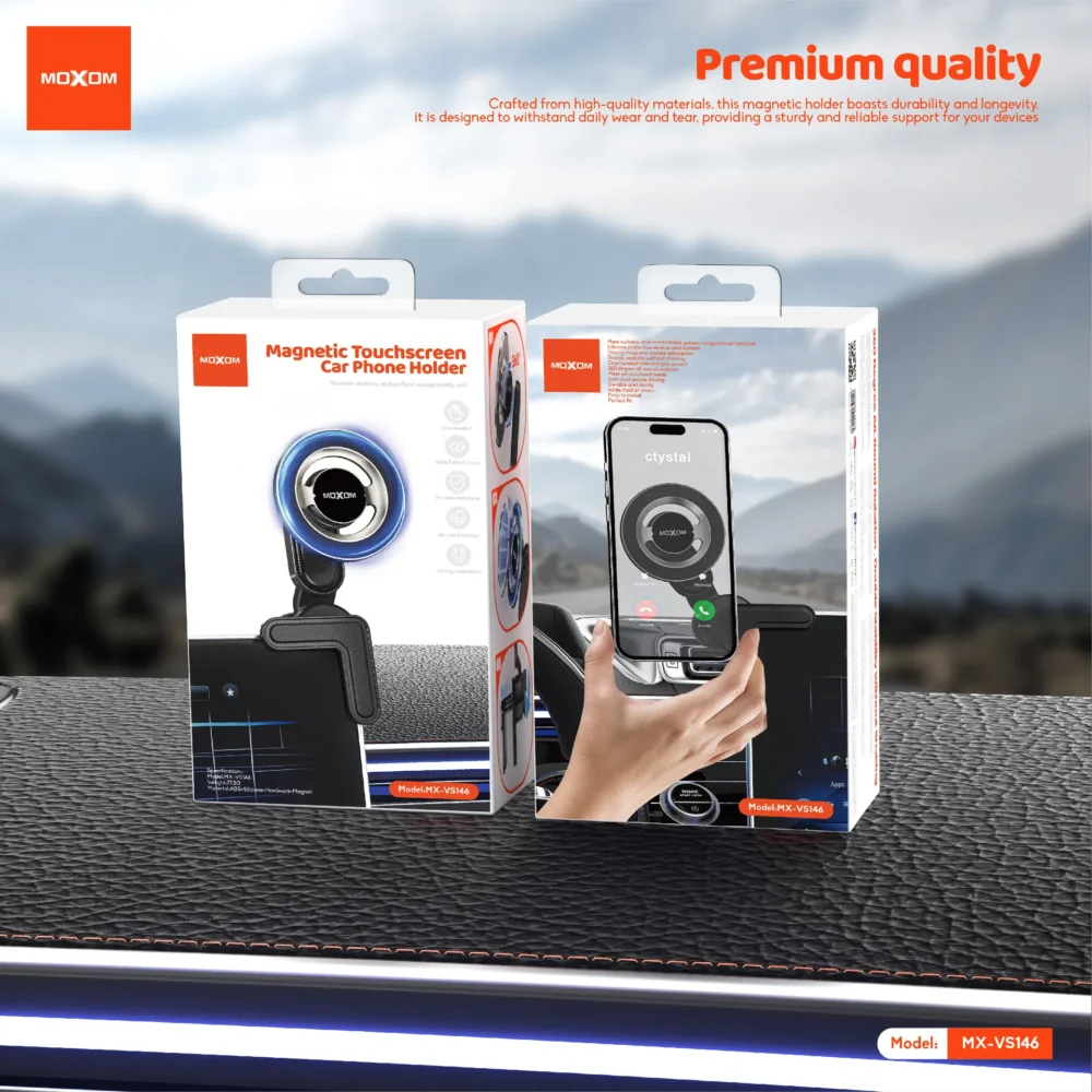 Support Téléphone Voiture Magnétique Moxom MX-VS146 avec Écran Tactile – Rotation 360° et Fixation Stable — image 4