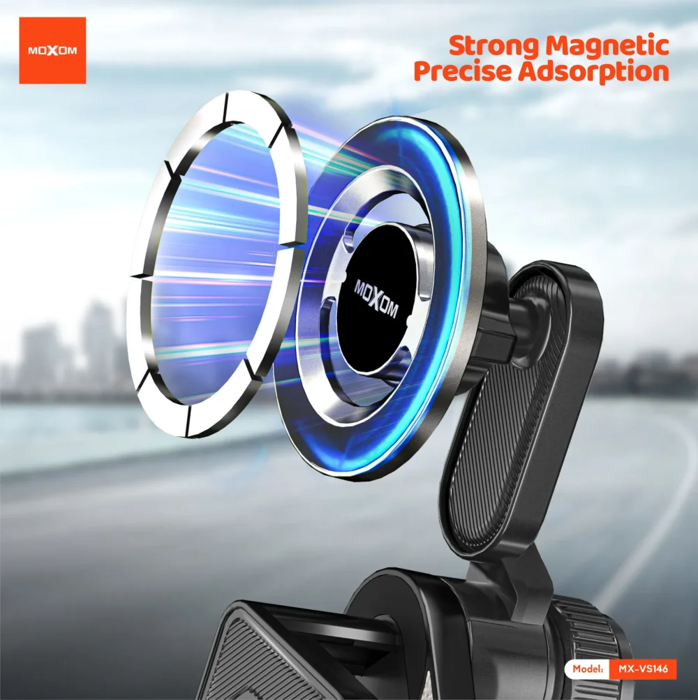 Support Téléphone Voiture Magnétique Moxom MX-VS146 avec Écran Tactile – Rotation 360° et Fixation Stable — image 7