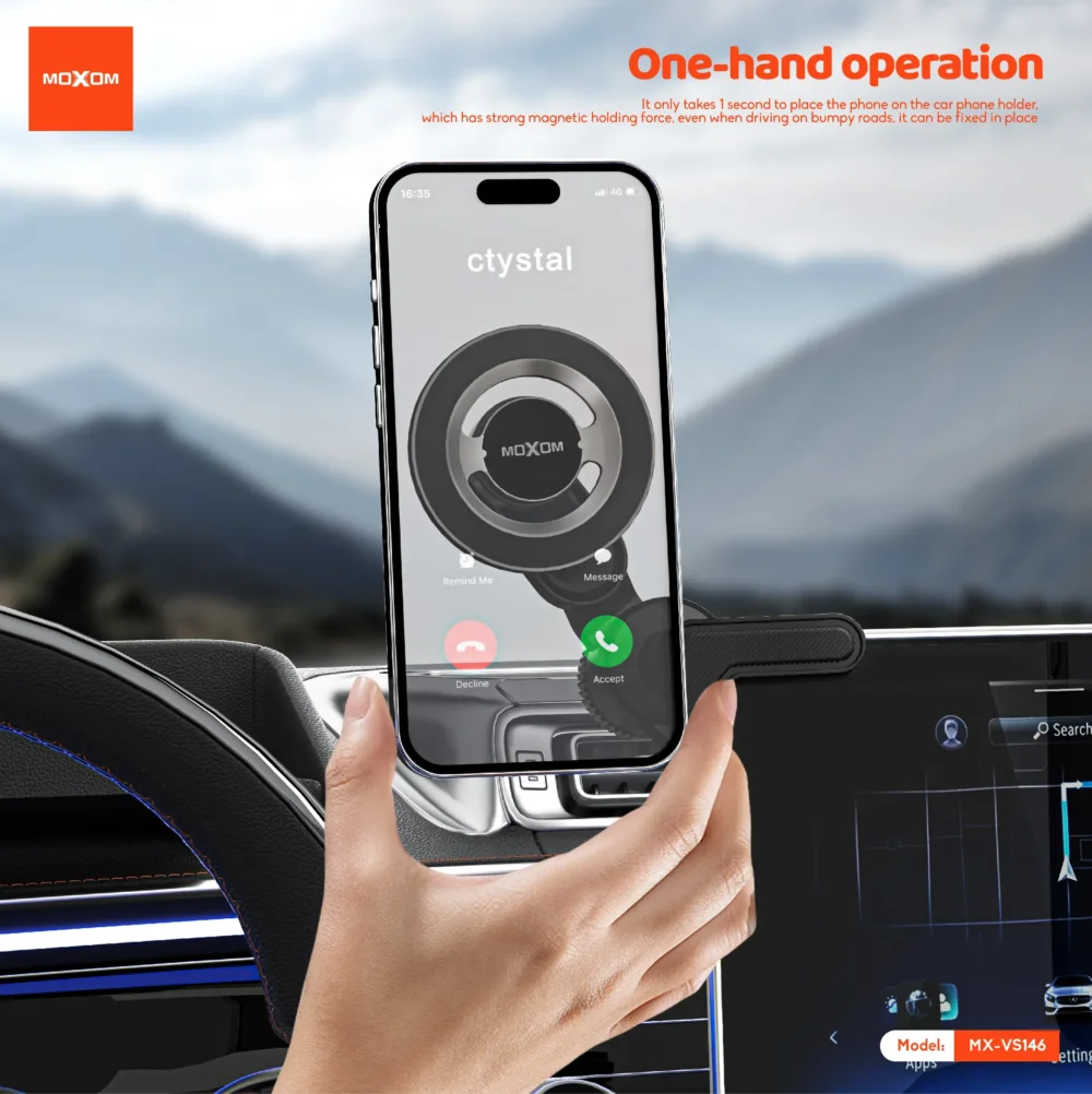 Support Téléphone Voiture Magnétique Moxom MX-VS146 avec Écran Tactile – Rotation 360° et Fixation Stable — image 9