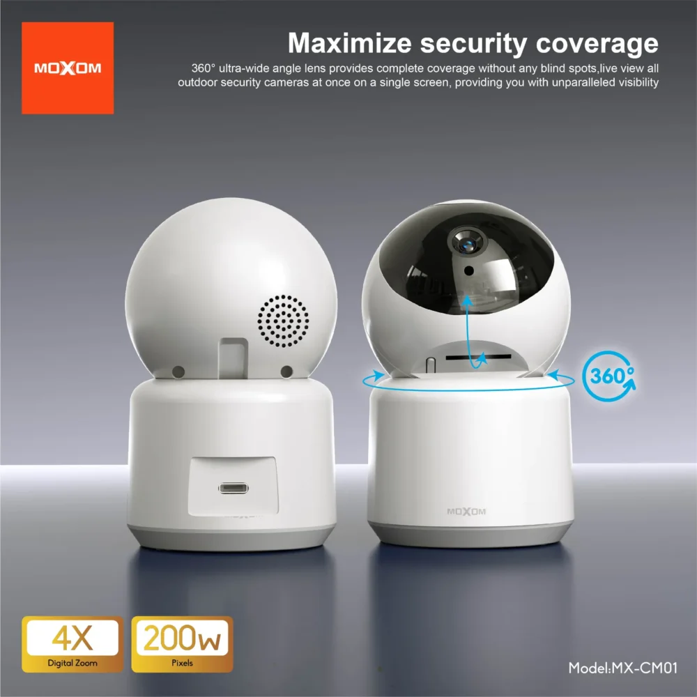 Caméra de Sécurité Intelligente Moxom MX-CM01 – WiFi, Vision 360°, Détection de Mouvement et Audio Bidirectionnel — image 4