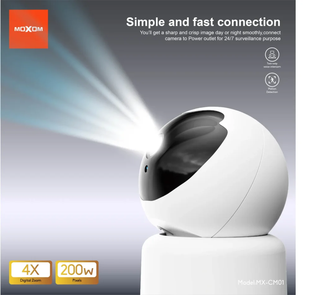 Caméra de Sécurité Intelligente Moxom MX-CM01 – WiFi, Vision 360°, Détection de Mouvement et Audio Bidirectionnel — image 5