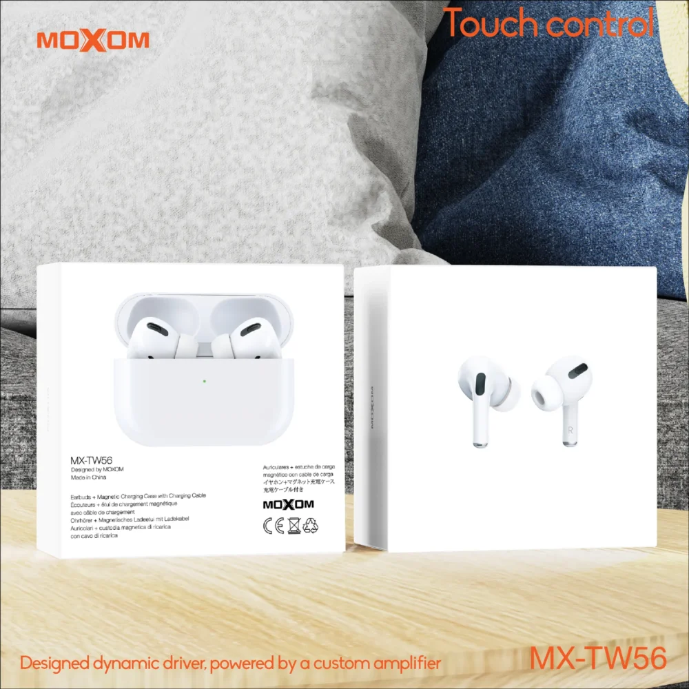 Écouteurs Sans Fil MOXOM MX-TW56 Bluetooth 5.3 – Commandes Tactiles, Son Stéréo Puissant et 40H d’Autonomie — image 3