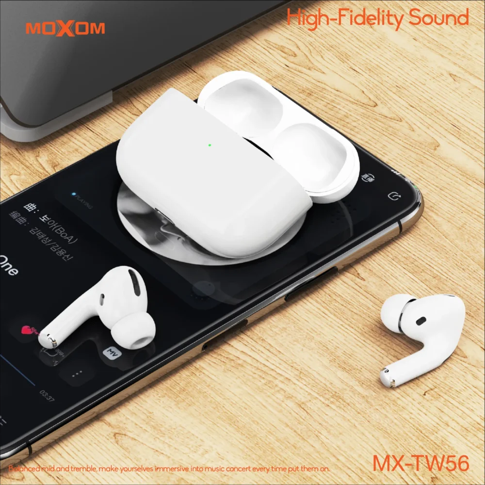 Écouteurs Sans Fil MOXOM MX-TW56 Bluetooth 5.3 – Commandes Tactiles, Son Stéréo Puissant et 40H d’Autonomie — image 4