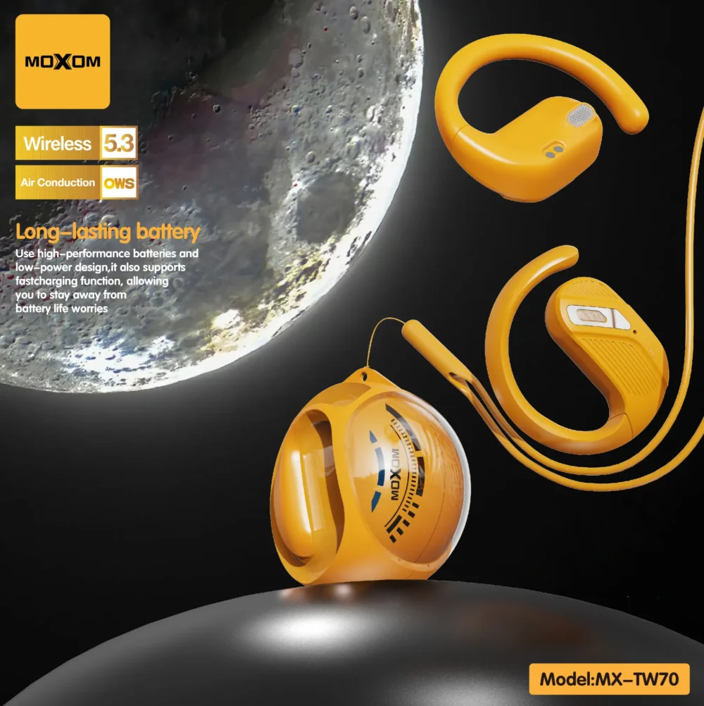 Écouteurs Sans Fil MOXOM MX-TW70 OWS Bluetooth 5.3 – Open Air Conduction avec Crochet d’Oreille et Boîtier de Charge — image 7