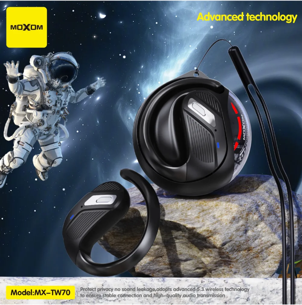Écouteurs Sans Fil MOXOM MX-TW70 OWS Bluetooth 5.3 – Open Air Conduction avec Crochet d’Oreille et Boîtier de Charge — image 11