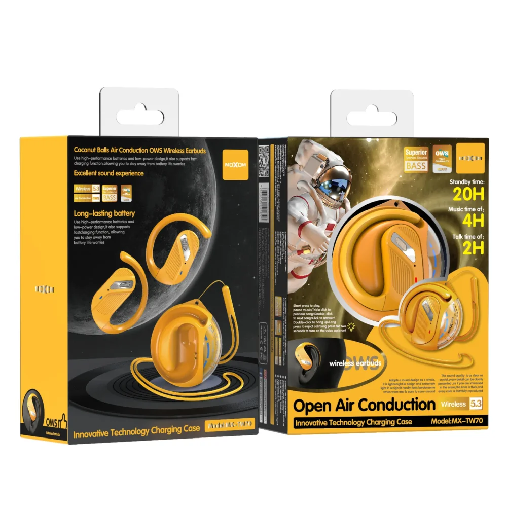 Écouteurs Sans Fil MOXOM MX-TW70 OWS Bluetooth 5.3 – Open Air Conduction avec Crochet d’Oreille et Boîtier de Charge — image 3