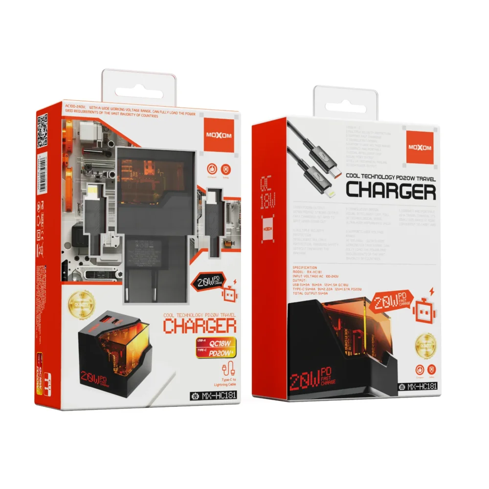 Chargeur Secteur MOXOM MX-HC181 20W PD Fast Charge – USB-C & USB-A — image 4