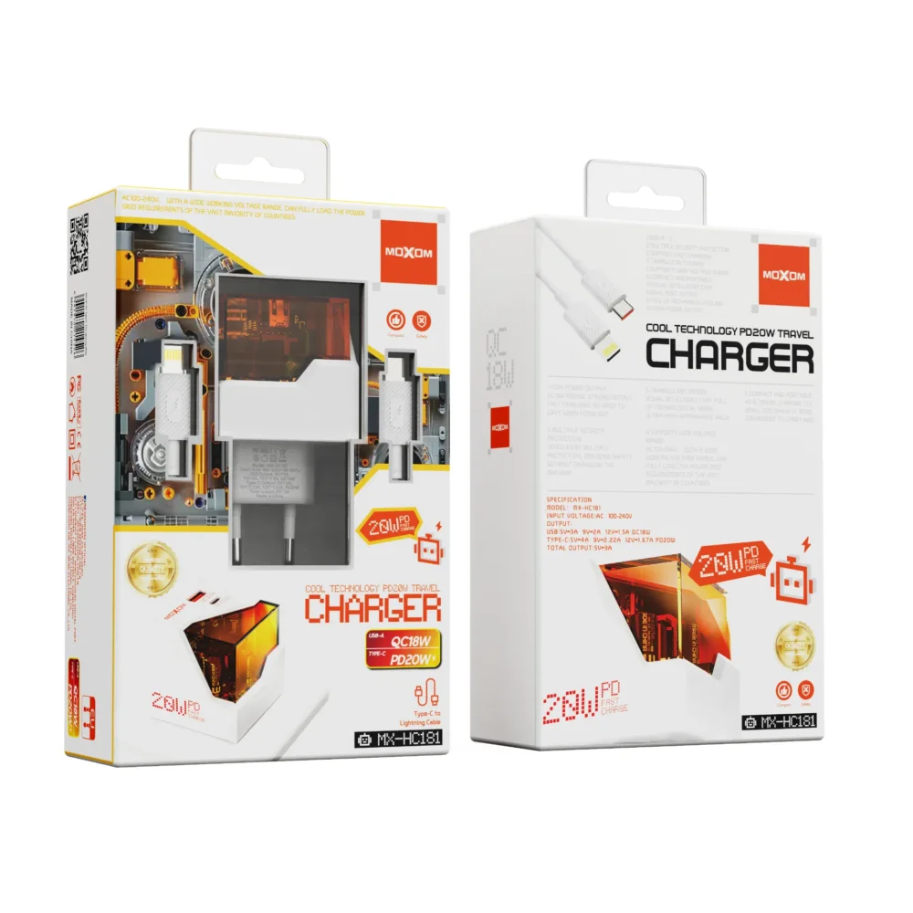 Chargeur Secteur MOXOM MX-HC181 20W PD Fast Charge – USB-C & USB-A — image 5