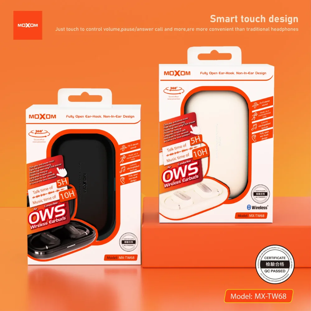 Écouteurs Sans Fil MOXOM MX-TW68 OWS Bluetooth 5.3 – Design Open-Ear, Son Hi-Fi et Confort Sportif — image 7