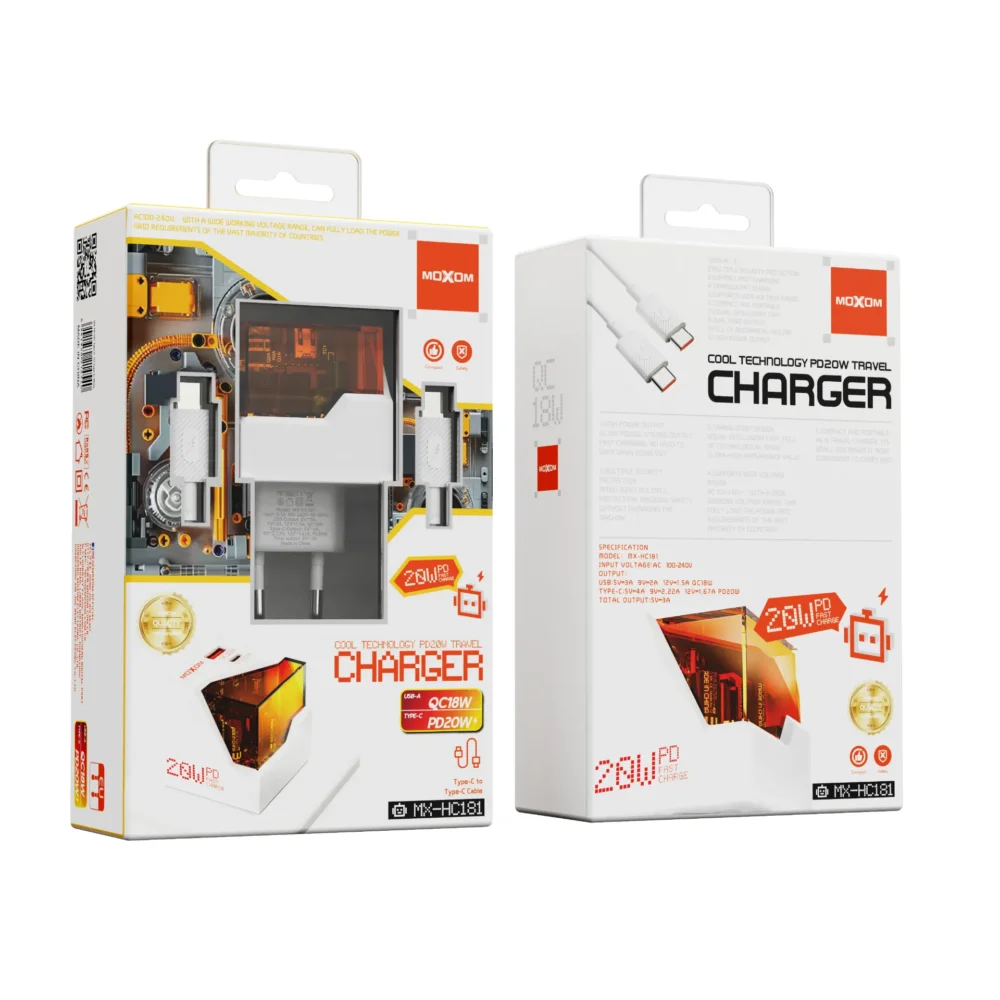 Chargeur Secteur MOXOM MX-HC181 20W PD Fast Charge – USB-C & USB-A — image 6