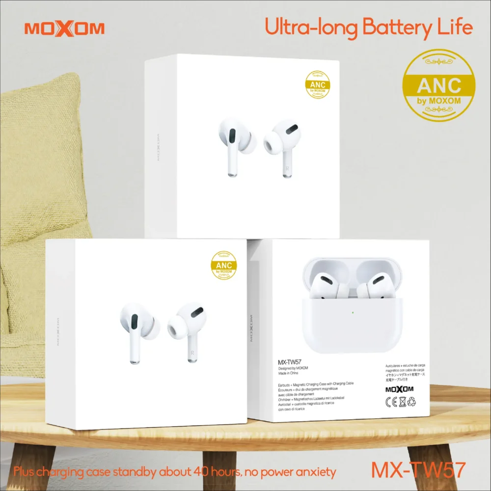 Écouteurs Sans Fil MOXOM MX-TW57 ANC Bluetooth 5.3 – Réduction Active du Bruit, Son Hi-Fi et 40H d’Autonomie — image 5