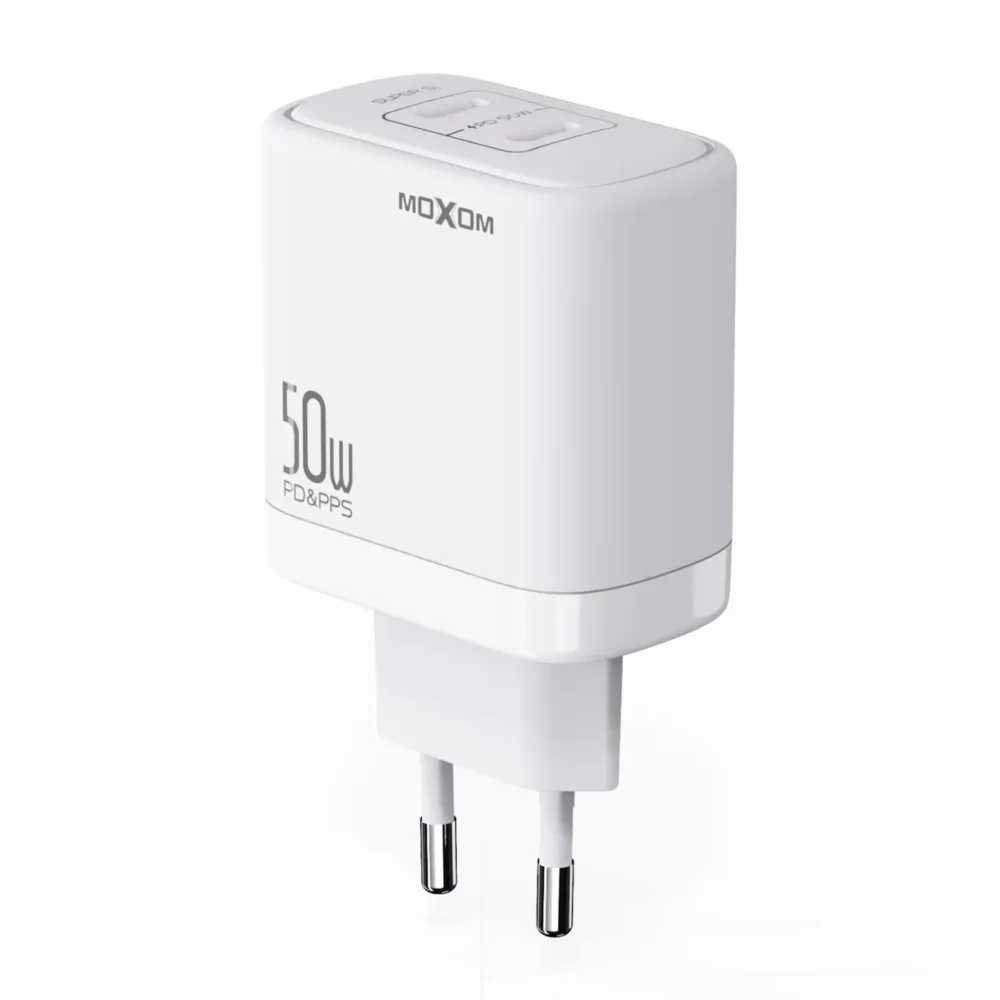 Chargeur Secteur MOXOM MX-HC102 PD 50W Super Si – Double Port USB-C PD/PPS Charge Rapide