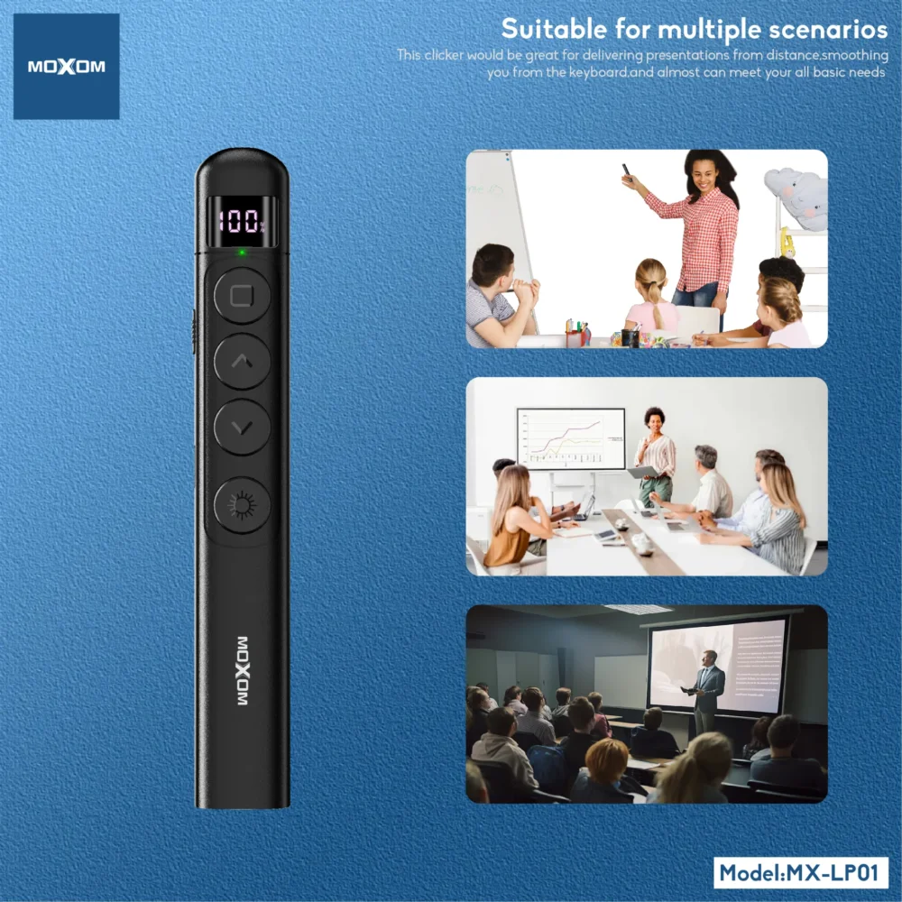 Télécommande de Présentation Sans Fil MOXOM MX-LP01 – Pointeur Laser Rouge, Contrôle Jusqu’à 200 m, Écran LCD et Récepteur USB Intégré — image 8