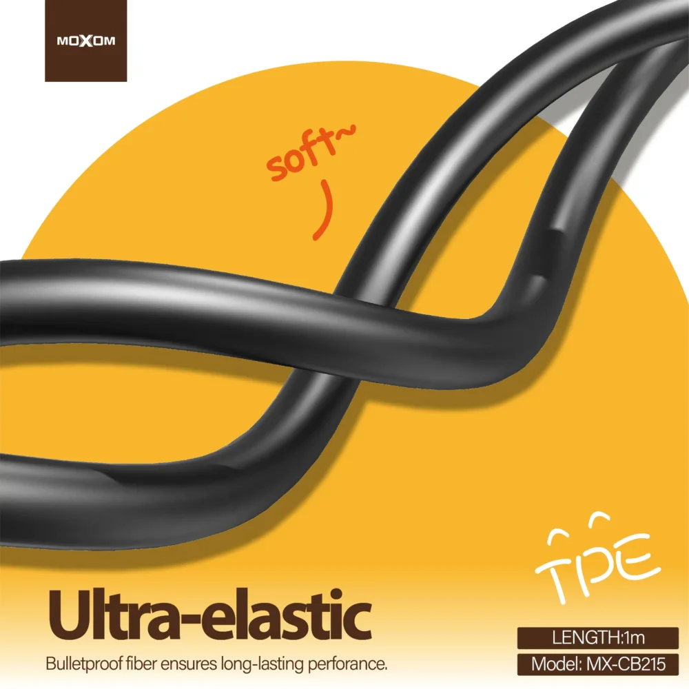 Câble USB-C vers USB-C MOXOM MX-CB215 60W PD – Charge Rapide, Câble de Données LED Transparent, 1 mètre — image 6