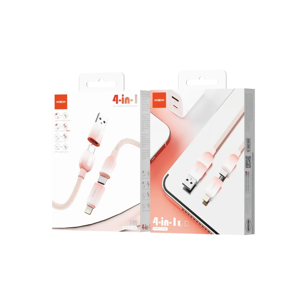 MOXOM CB360 Câble de Charge Rapide 4-en-1 avec Synchronisation des Données | USB-A vers USB-C, Lightning & Micro USB | Câble Tressé Multi-Appareils — image 3