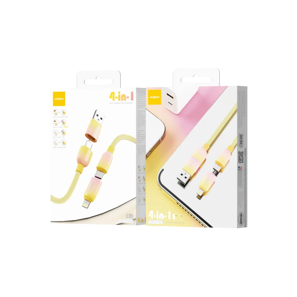 MOXOM CB360 Câble de Charge Rapide 4-en-1 avec Synchronisation des Données | USB-A vers USB-C, Lightning & Micro USB | Câble Tressé Multi-Appareils — image 5