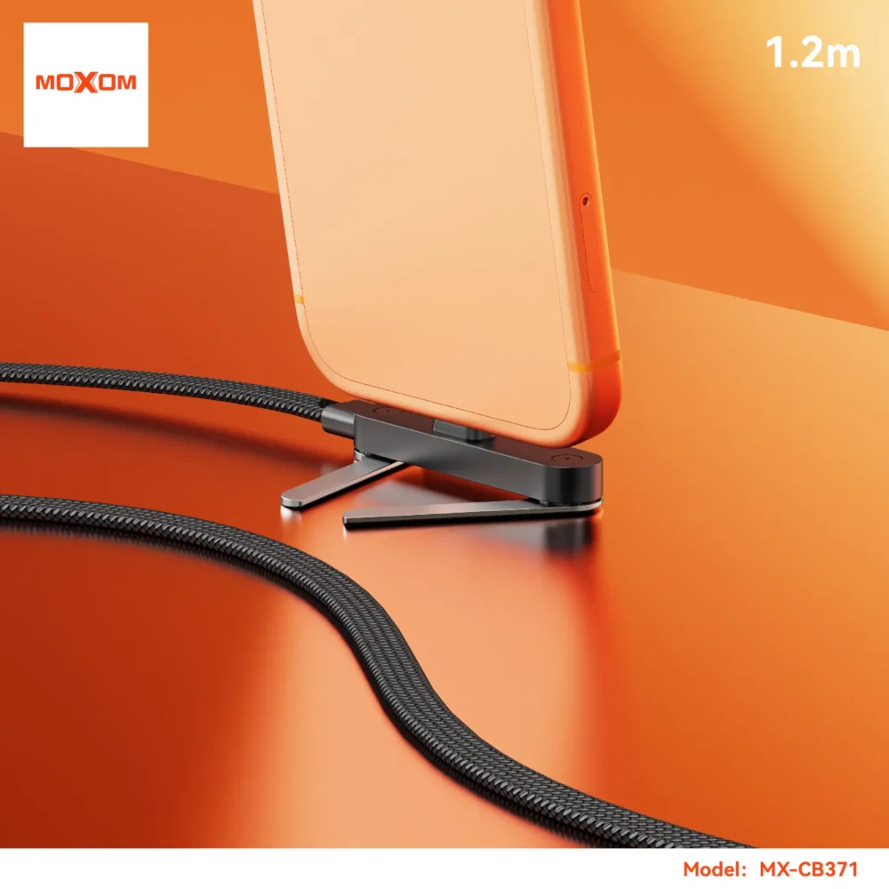 MOXOM MX-CB371 Câble USB-C vers USB-C 60W avec Support Téléphone Intégré | Charge Rapide & Synchronisation des Données | Câble Tressé 1,2 m — image 8