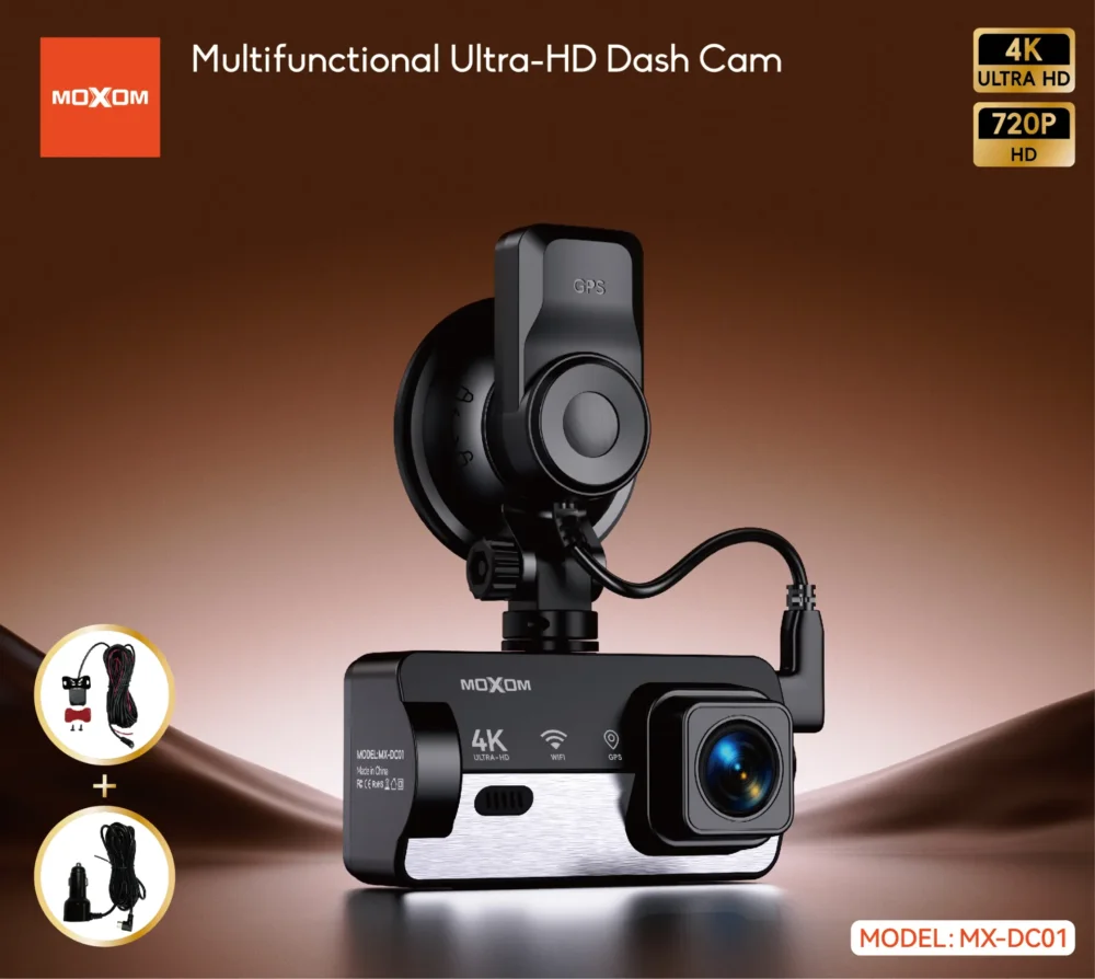 MOXOM MX-DC01 Caméra de Tableau de Bord 4K Ultra HD WiFi GPS – Dash Cam Intelligente pour Voiture — image 3