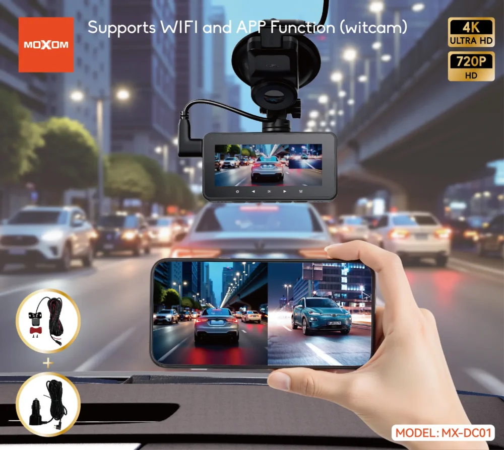 MOXOM MX-DC01 Caméra de Tableau de Bord 4K Ultra HD WiFi GPS – Dash Cam Intelligente pour Voiture — image 5