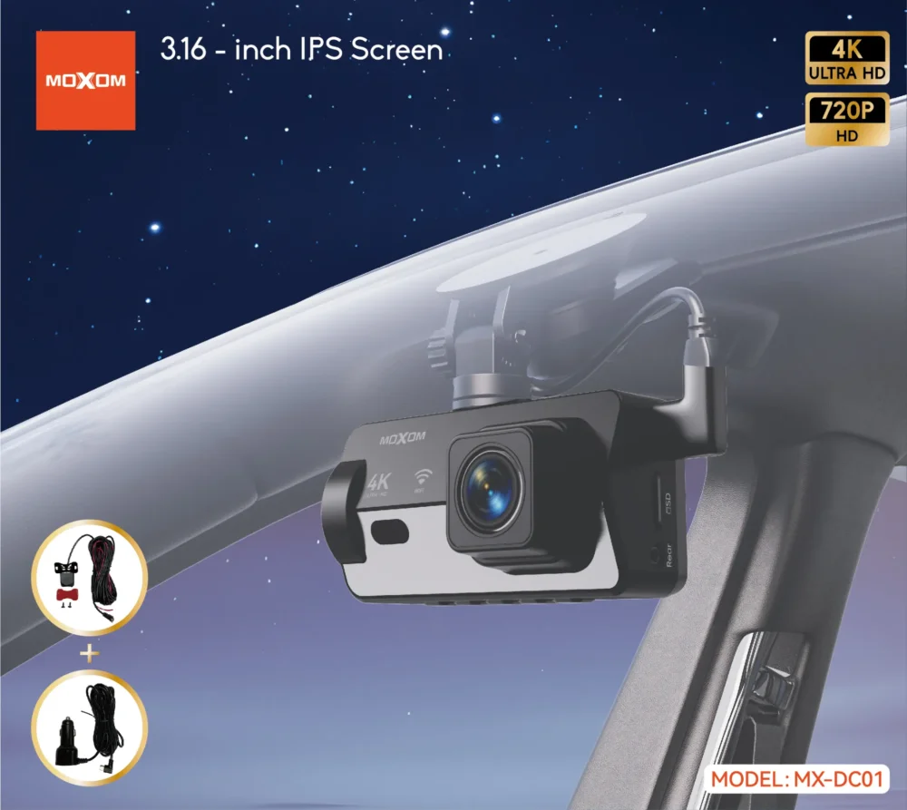 MOXOM MX-DC01 Caméra de Tableau de Bord 4K Ultra HD WiFi GPS – Dash Cam Intelligente pour Voiture — image 6