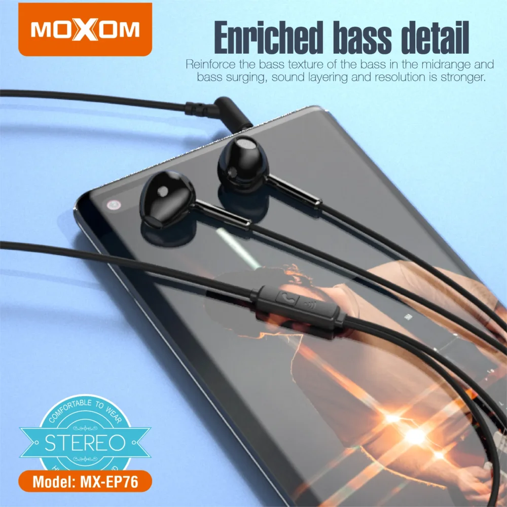 MOXOM MX-EP76 Écouteurs Filaire Stéréo Jack 3,5 mm avec Microphone et Commande Multifonction — image 9