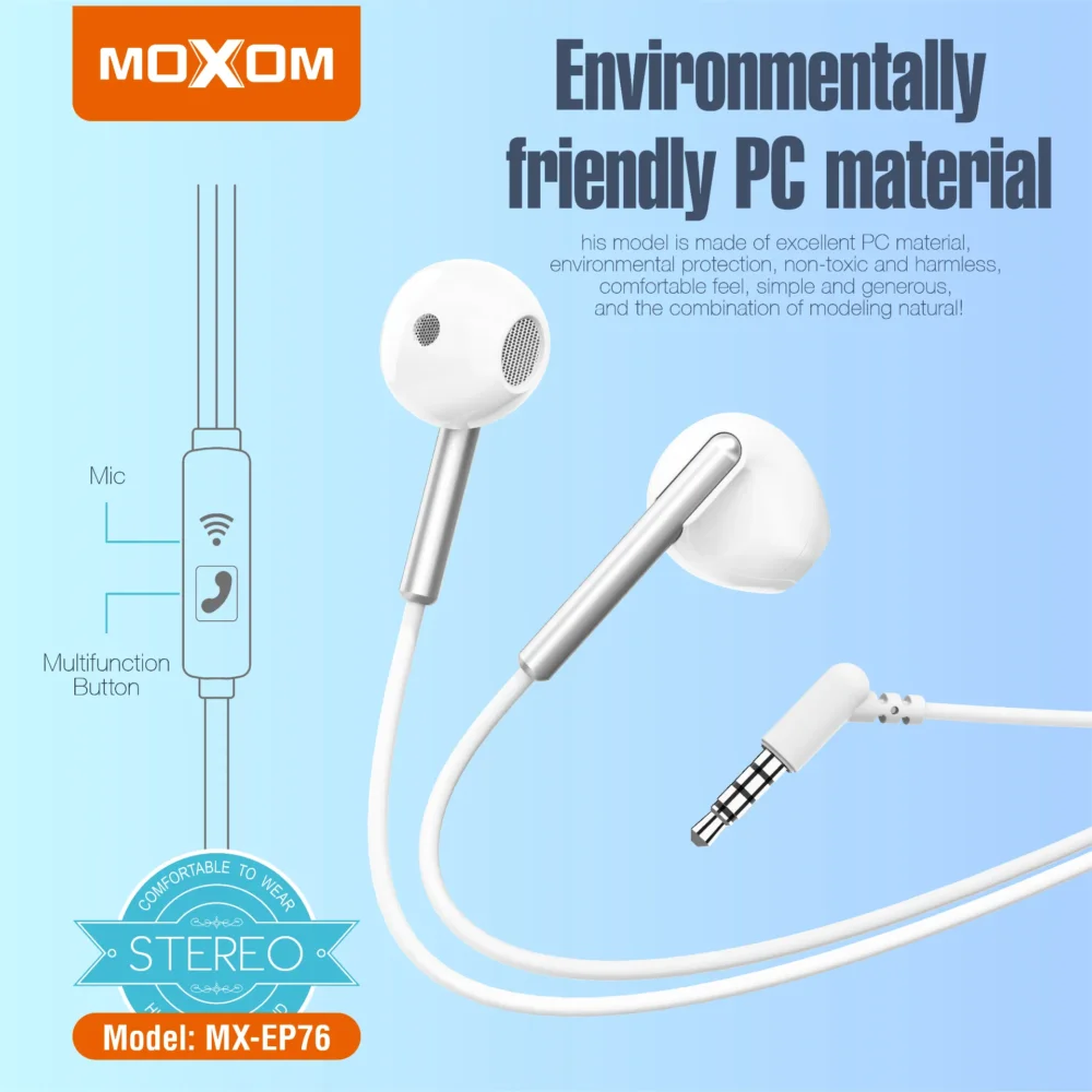 MOXOM MX-EP76 Écouteurs Filaire Stéréo Jack 3,5 mm avec Microphone et Commande Multifonction — image 10