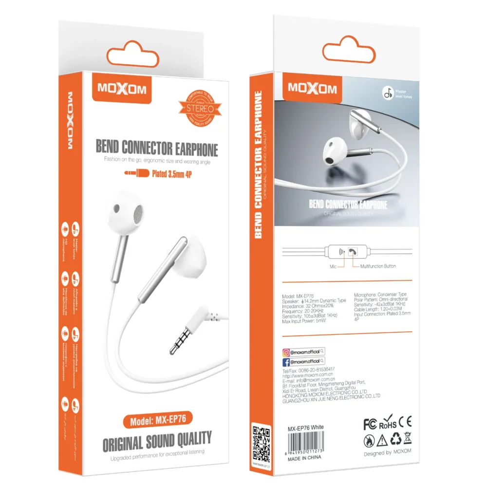MOXOM MX-EP76 Écouteurs Filaire Stéréo Jack 3,5 mm avec Microphone et Commande Multifonction — image 12