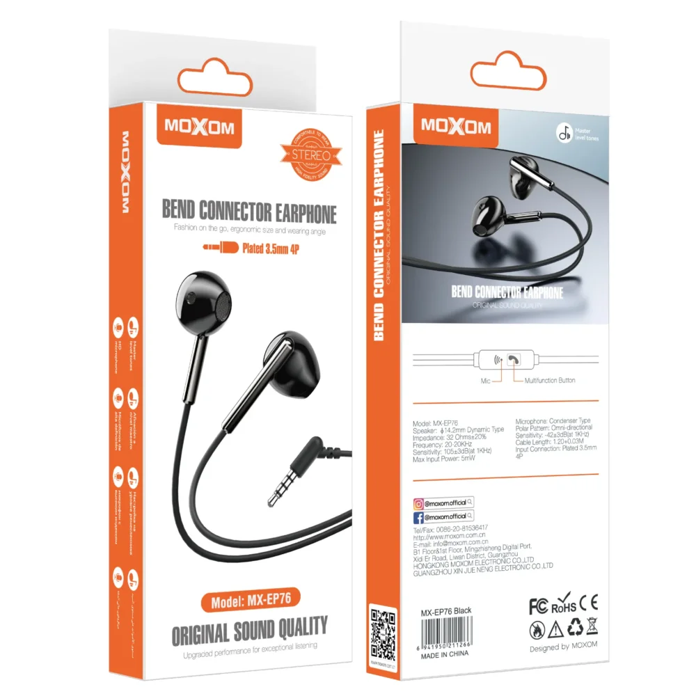 MOXOM MX-EP76 Écouteurs Filaire Stéréo Jack 3,5 mm avec Microphone et Commande Multifonction — image 13
