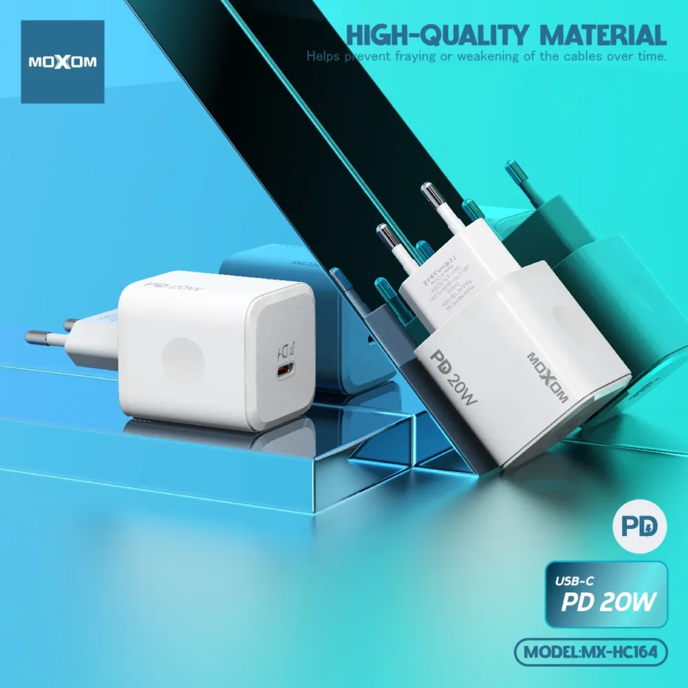 Chargeur Rapide MOXOM MX-HC164 PD 20W USB-C avec Câble Type-C vers Lightning – Compatible iPhone et iPad — image 9