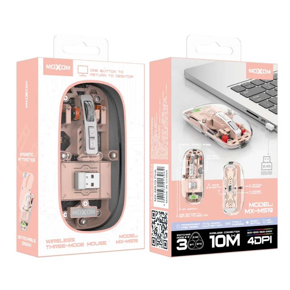 MOXOM MX-MS19 Souris Sans Fil Rechargeable Triple Mode Bluetooth & 2.4GHz — image 6