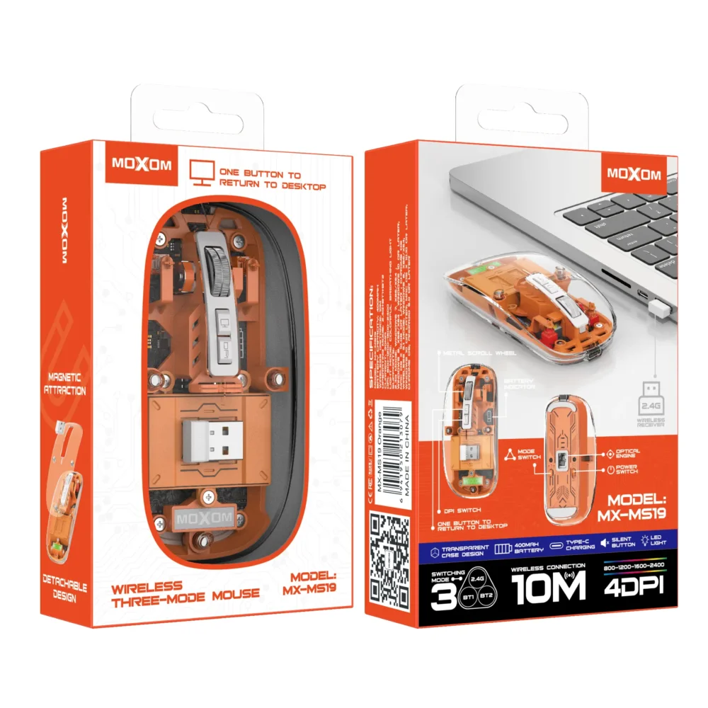 MOXOM MX-MS19 Souris Sans Fil Rechargeable Triple Mode Bluetooth & 2.4GHz — image 8