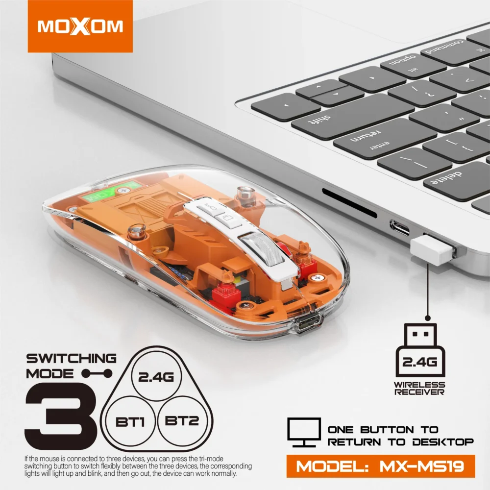 MOXOM MX-MS19 Souris Sans Fil Rechargeable Triple Mode Bluetooth & 2.4GHz — image 17