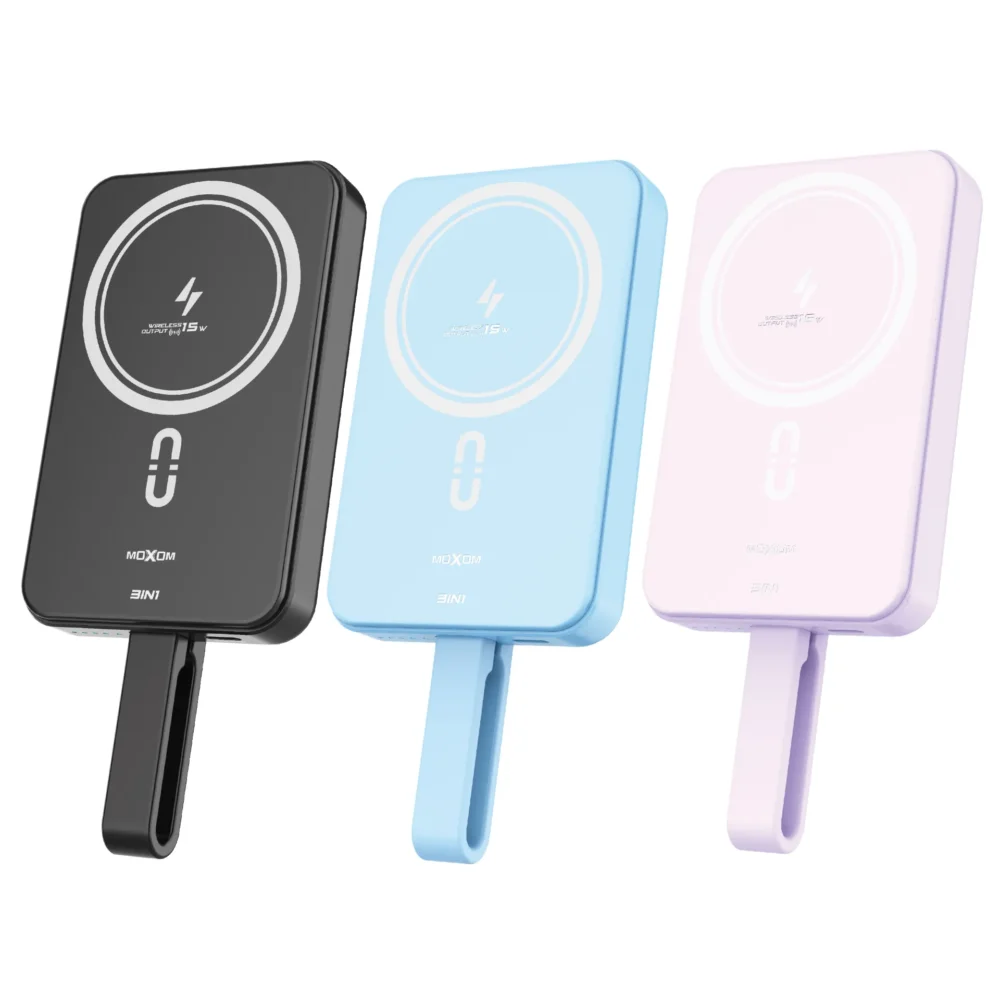 Power Bank Magnétique MOXOM MX-PB116 WL 10000mAh – Charge Sans Fil 15W, PD 20W, QC 18W avec Câble Intégré — image 16
