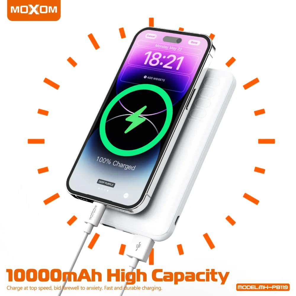 Power Bank MOXOM MX-PB119 10000mAh – Double USB, LED Intelligent, Charge Rapide Portable — image 6