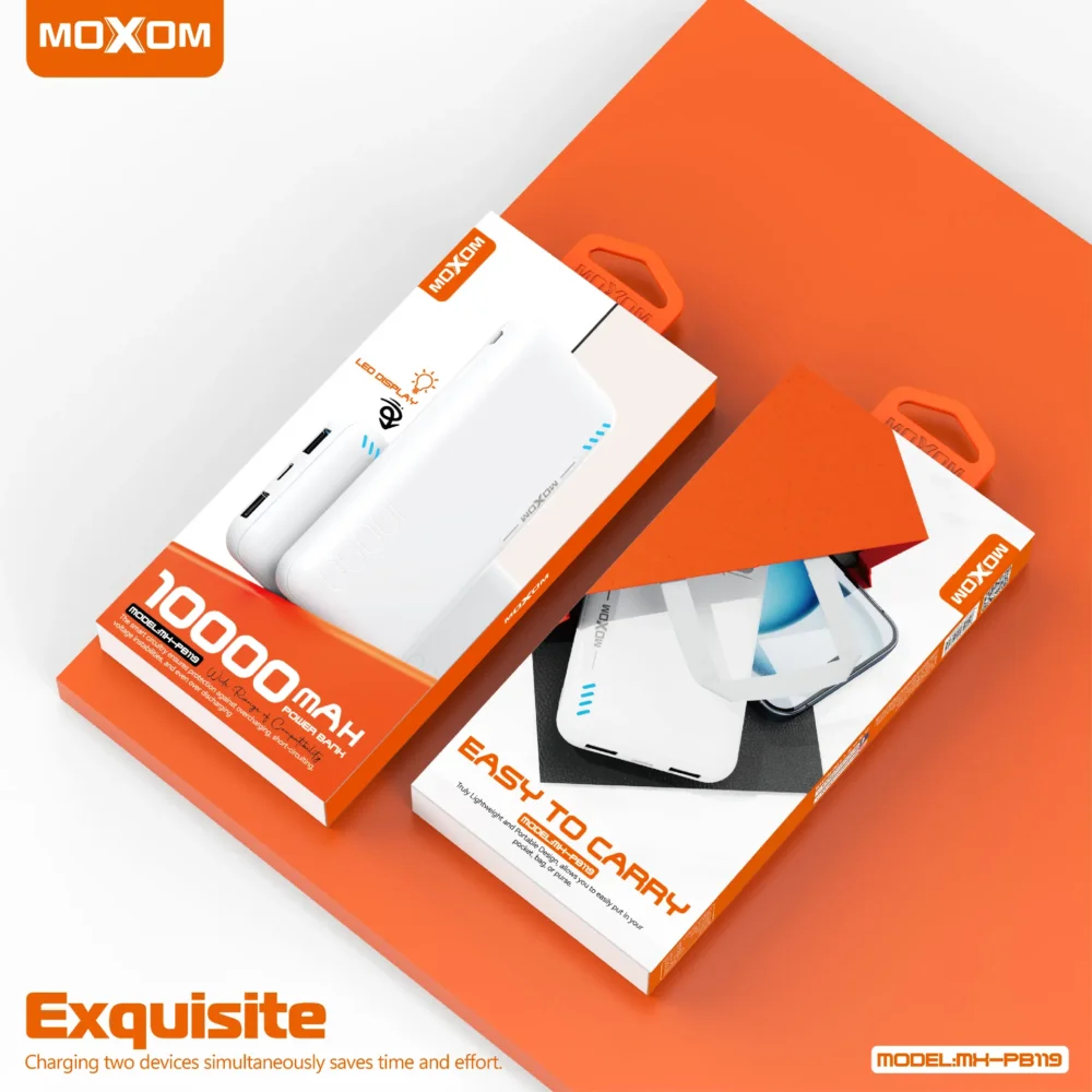 Power Bank MOXOM MX-PB119 10000mAh – Double USB, LED Intelligent, Charge Rapide Portable — image 9