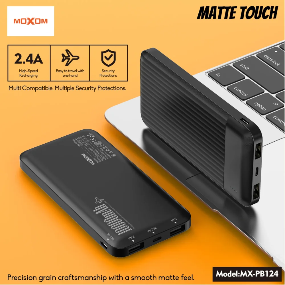 MOXOM MX-PB124 Power Bank 10000mAh – Double USB, Charge Rapide 2.4A, Batterie Externe Portable avec Protections Intelligentes — image 7