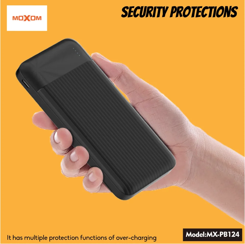 MOXOM MX-PB124 Power Bank 10000mAh – Double USB, Charge Rapide 2.4A, Batterie Externe Portable avec Protections Intelligentes — image 9