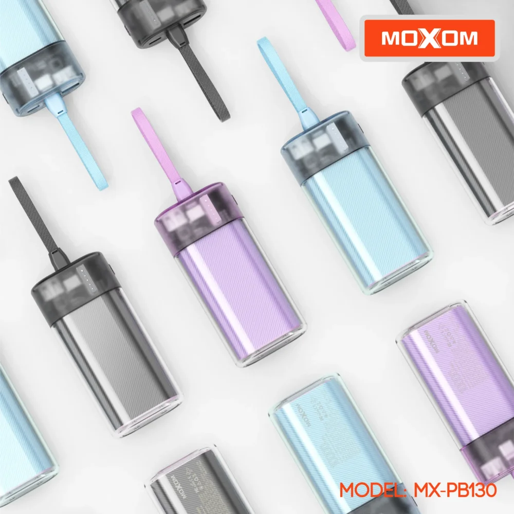 MOXOM MX-PB130 Power Bank 10000mAh – Charge Rapide PD20W & SCP22.5W, 3 Entrées / 3 Sorties, Câble Dragonne Intégré — image 12